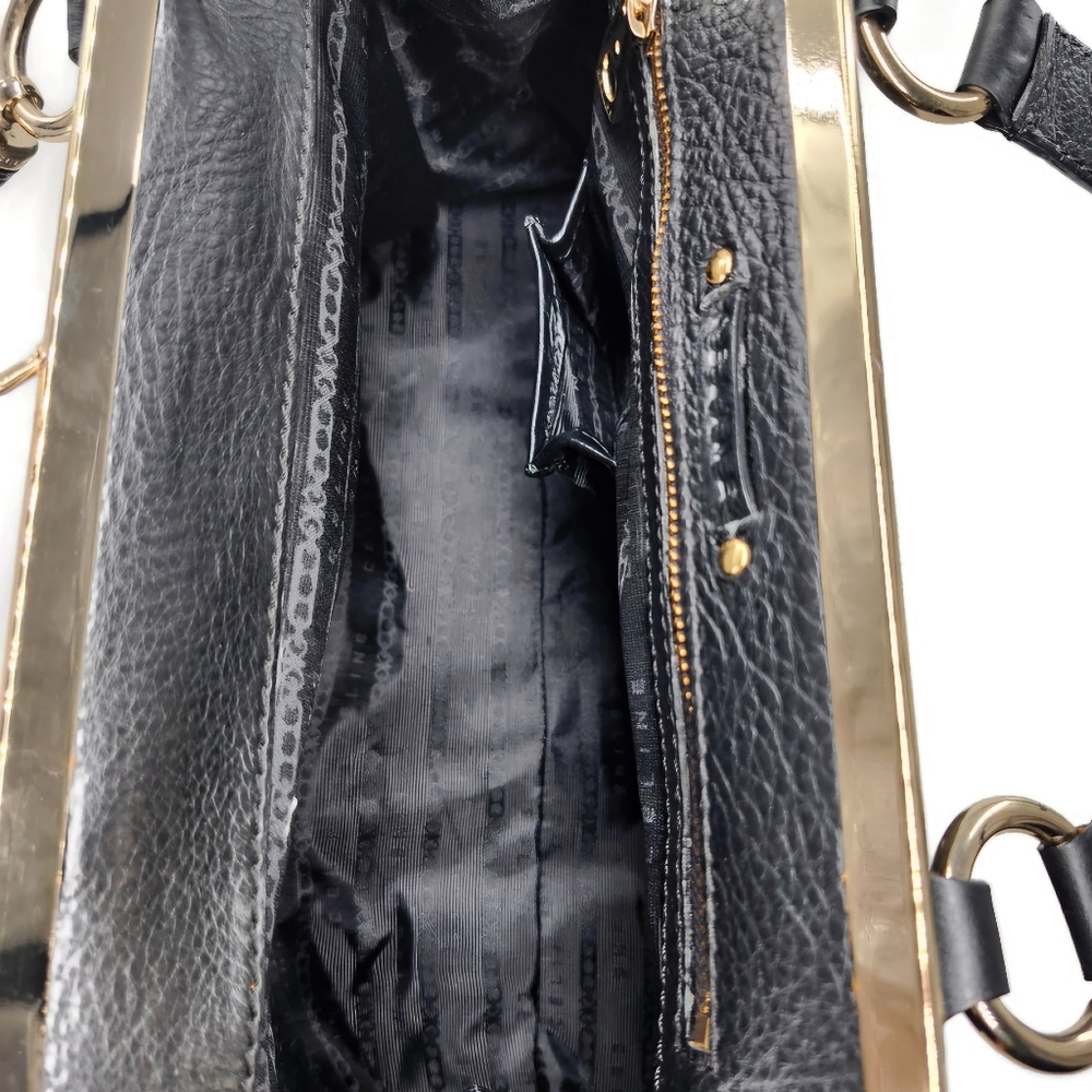 Celine Clandestine Black Pebbled Leather Gold Frame Doctor Shoulder Satchel Bag - Picture 9 of 15